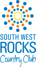 South West Rocks Country Club logo with colourful circular dot pattern above the name.