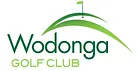 Wodonga Golf Club logo featuring green hill and flag design above the name.